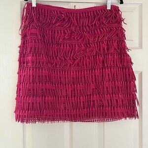 Anthropologie Boho Pink Fringe Skirt, NWT, size Large